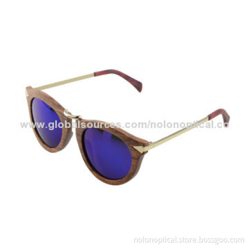 Rosewood sunglasses with metal temple and coating lens, CE/FDA